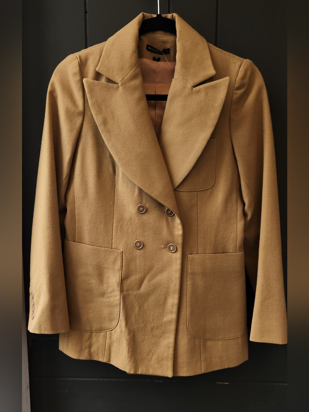 Vintage Camel Double Breasted Wool Blazer